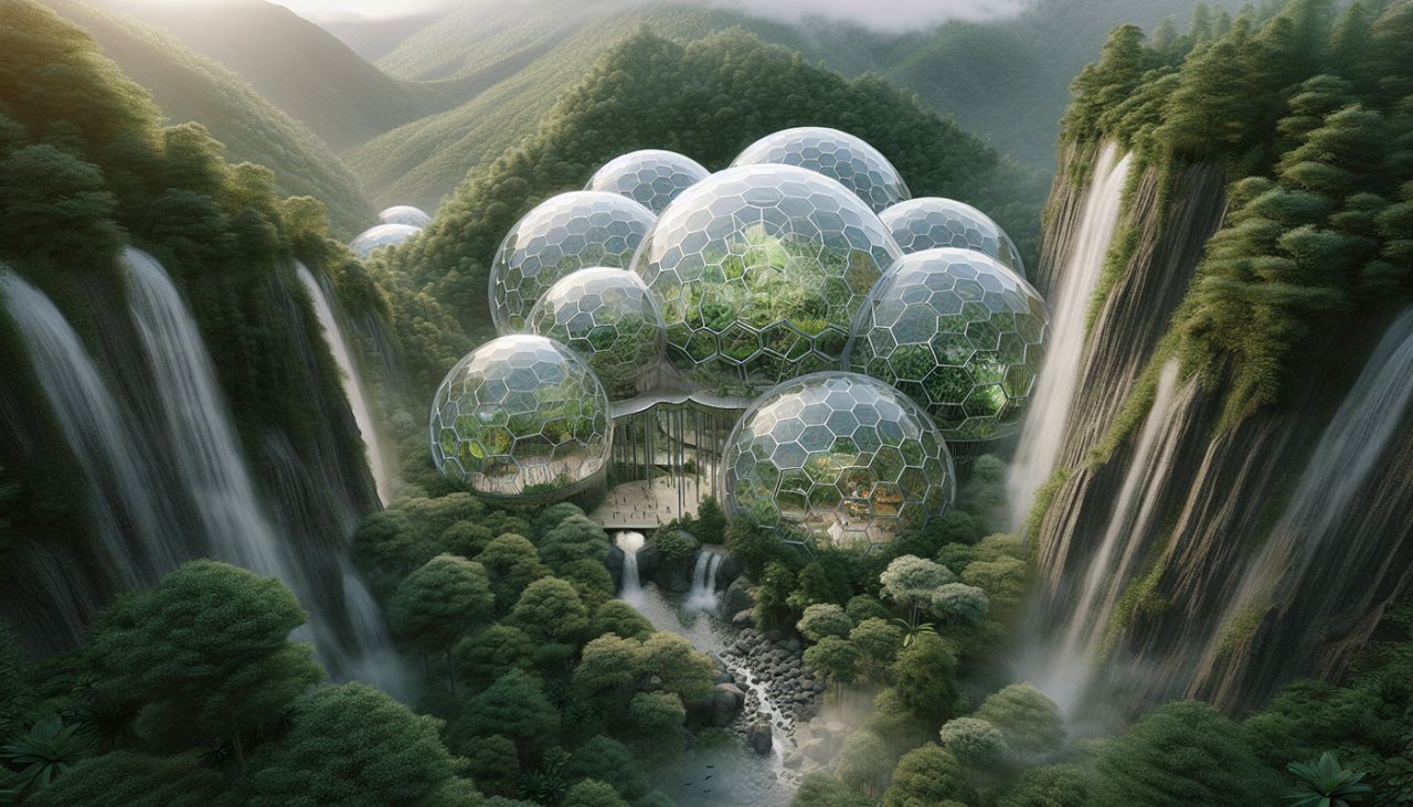 Architectural design of the Eden Project in Cornwall showcasing biophilic architecture.