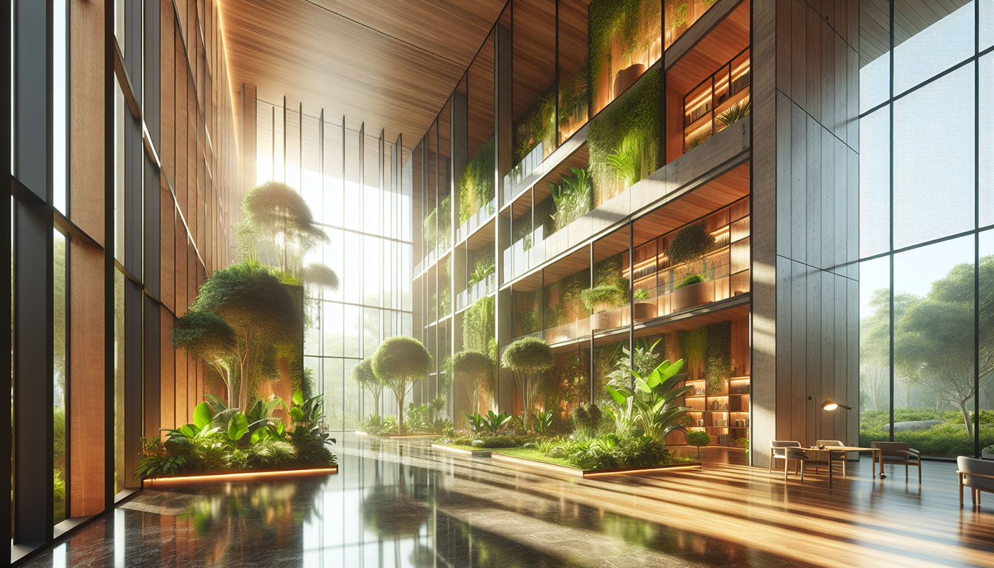 Biophilic design with natural elements and eco-friendly materials